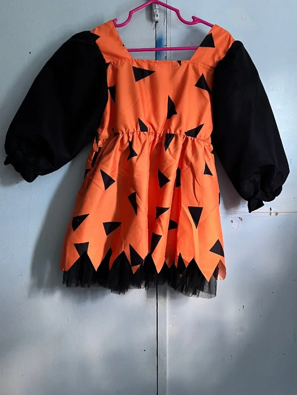 NWOT Toddler Girls Pebbles Flintstone Costume Dress Headband 2-3Y Orange Black